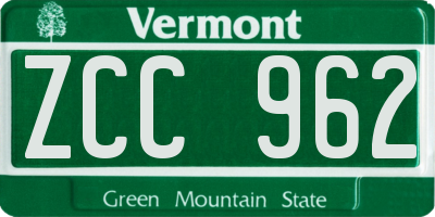 VT license plate ZCC962