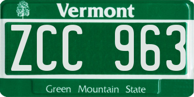 VT license plate ZCC963