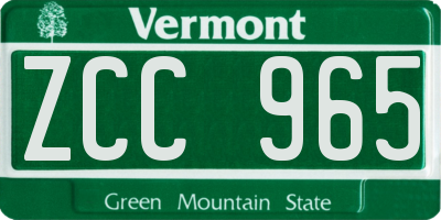 VT license plate ZCC965
