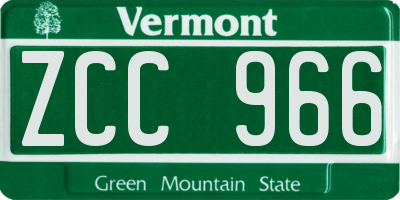 VT license plate ZCC966