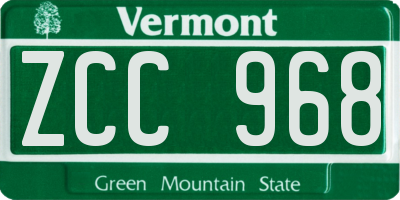 VT license plate ZCC968