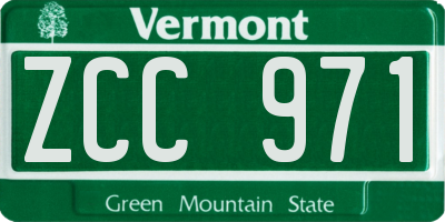 VT license plate ZCC971