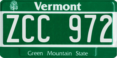 VT license plate ZCC972