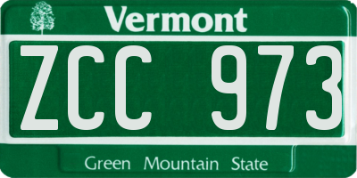 VT license plate ZCC973