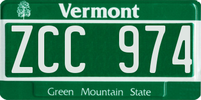 VT license plate ZCC974