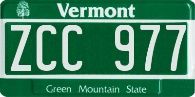 VT license plate ZCC977