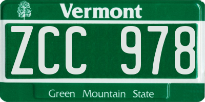 VT license plate ZCC978