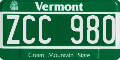 VT license plate ZCC980