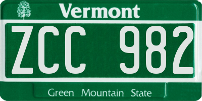 VT license plate ZCC982