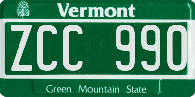 VT license plate ZCC990