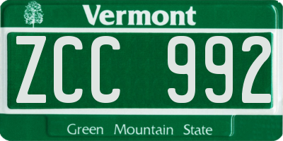 VT license plate ZCC992