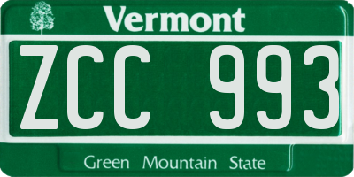 VT license plate ZCC993