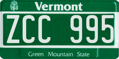 VT license plate ZCC995
