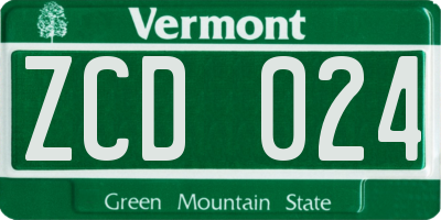 VT license plate ZCD024