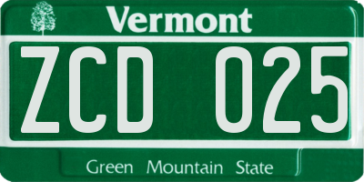 VT license plate ZCD025
