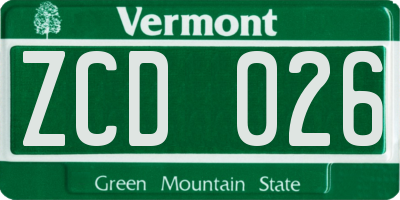VT license plate ZCD026