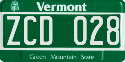 VT license plate ZCD028