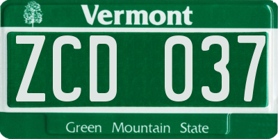VT license plate ZCD037