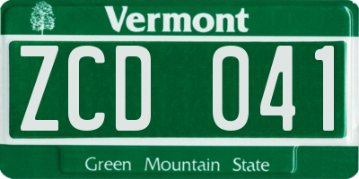 VT license plate ZCD041