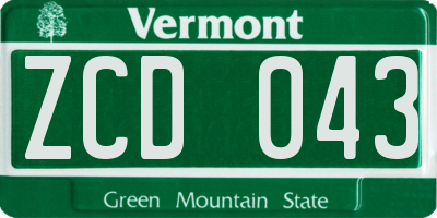 VT license plate ZCD043