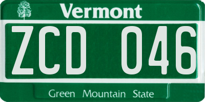VT license plate ZCD046