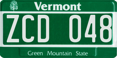 VT license plate ZCD048