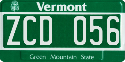 VT license plate ZCD056