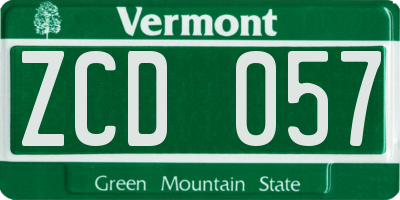 VT license plate ZCD057