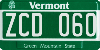 VT license plate ZCD060