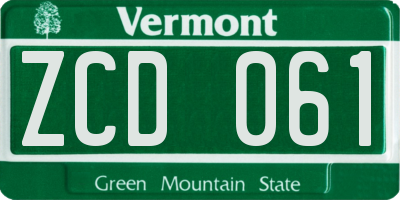 VT license plate ZCD061