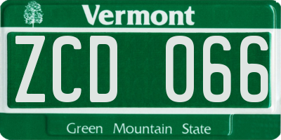 VT license plate ZCD066