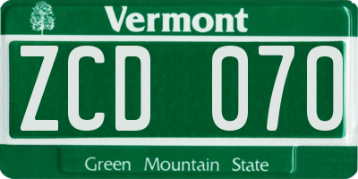 VT license plate ZCD070