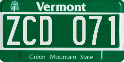 VT license plate ZCD071