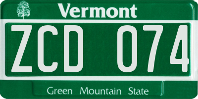 VT license plate ZCD074