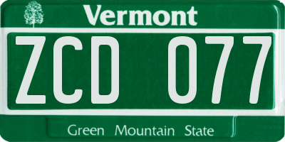 VT license plate ZCD077