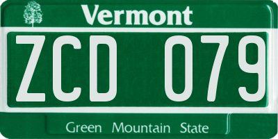 VT license plate ZCD079