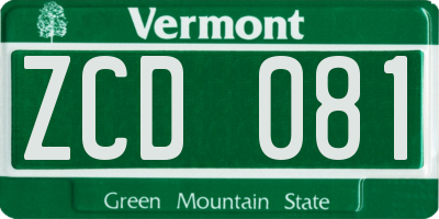 VT license plate ZCD081