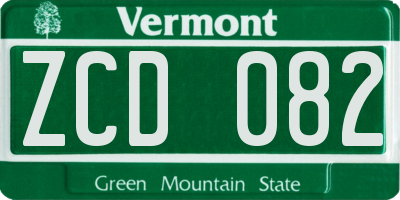 VT license plate ZCD082