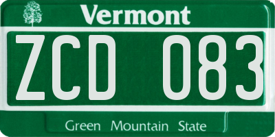 VT license plate ZCD083