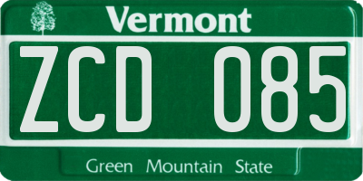 VT license plate ZCD085
