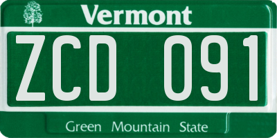 VT license plate ZCD091