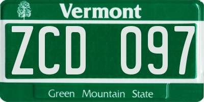 VT license plate ZCD097