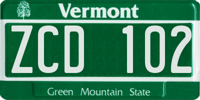 VT license plate ZCD102