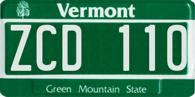 VT license plate ZCD110