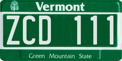 VT license plate ZCD111