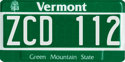 VT license plate ZCD112