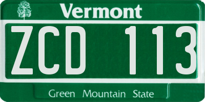VT license plate ZCD113