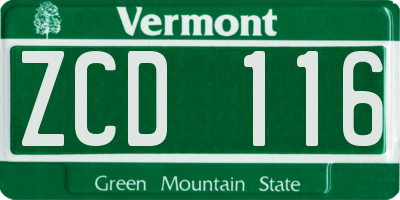 VT license plate ZCD116