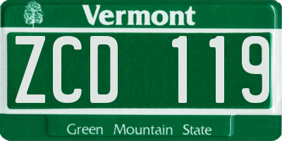 VT license plate ZCD119