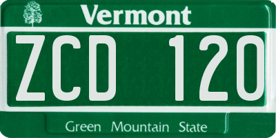 VT license plate ZCD120
